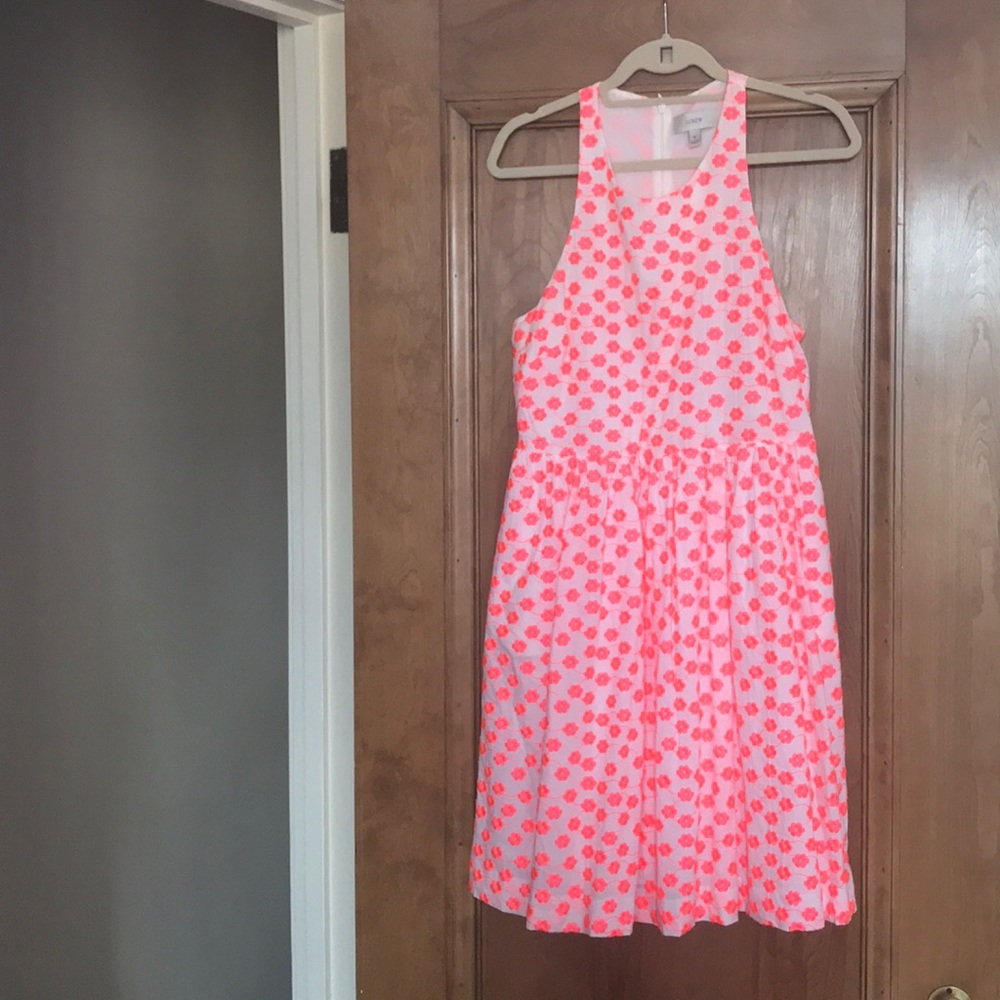 J Crew Neon Pink flower dress